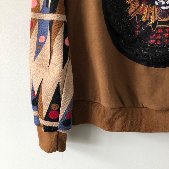 Brown Long Sleeve Faux Suede Top medium - Picture 6 of 8